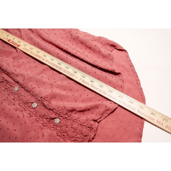 Free People Everyday Girl swiss dot longsleeves button down blouse M boho - Picture 6 of 8